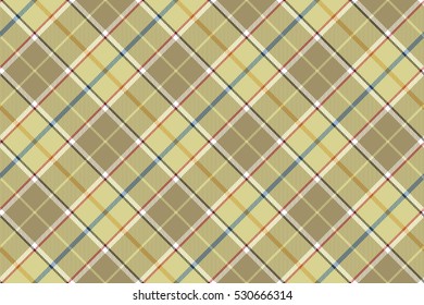 Beige check seamless diagonal fabric texture. Vector illustration.