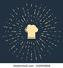 Beige Chef hat icon isolated on dark blue background. Cooking symbol. Cooks hat. Abstract circle random dots. Vector Illustration