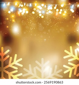 Beige Christmas Lights Background Vector