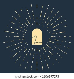 Beige Christmas mitten icon isolated on blue background. Abstract circle random dots. Vector Illustration