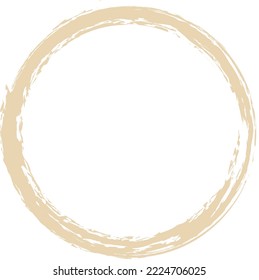 Beige circle brush stroke vector isolated on white background. Beige enso zen circle brush stroke. For stamp, seal, ink and paintbrush design template. Grunge hand drawn circle shape, vector