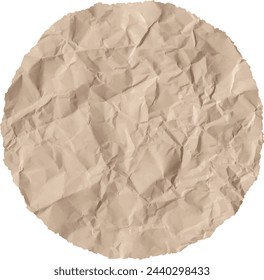 Beige circle crumpled wrinkled with ripped edge paper