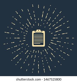 Beige Clipboard with document icon isolated on dark blue background. Abstract circle random dots. Vector Illustration