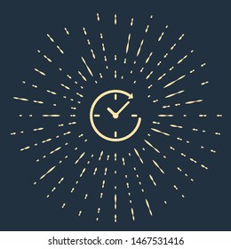 Beige Clock with arrow icon isolated on dark blue background. Time symbol. Clockwise rotation icon arrow and time. Abstract circle random dots. Vector Illustration