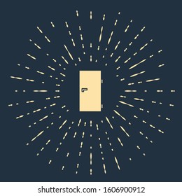 Beige Closed door icon isolated on blue background. Abstract circle random dots. Vector Illustration