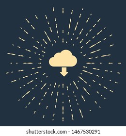 Beige Cloud download icon isolated on dark blue background. Abstract circle random dots. Vector Illustration