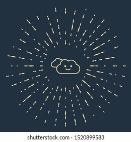 Beige Cloud icon isolated on dark blue background. Abstract circle random dots. Vector Illustration