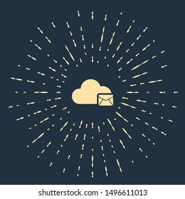 Beige Cloud mail server icon isolated on dark blue background. Cloud server hosting for email. Online message service. Mailbox sign. Abstract circle random dots. Vector Illustration