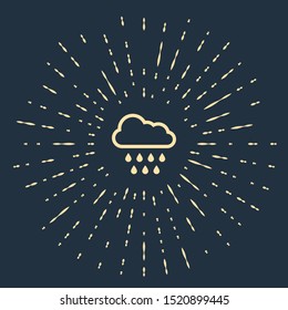 Beige Cloud with rain icon isolated on dark blue background. Rain cloud precipitation with rain drops. Abstract circle random dots. Vector Illustration