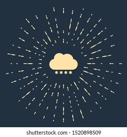 Beige Cloud with snow icon isolated on dark blue background. Cloud with snowflakes. Single weather icon. Snowing sign. Abstract circle random dots. Vector Illustration