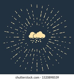 Beige Cloud with snow icon isolated on dark blue background. Cloud with snowflakes. Single weather icon. Snowing sign. Abstract circle random dots. Vector Illustration