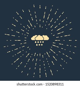 Beige Cloud with snow and rain icon isolated on dark blue background. Weather icon. Abstract circle random dots. Vector Illustration