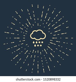 Beige Cloud with snow and rain icon isolated on dark blue background. Weather icon. Abstract circle random dots. Vector Illustration