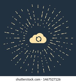 Beige Cloud sync refresh icon isolated on dark blue background. Cloud and arrows. Abstract circle random dots. Vector Illustration