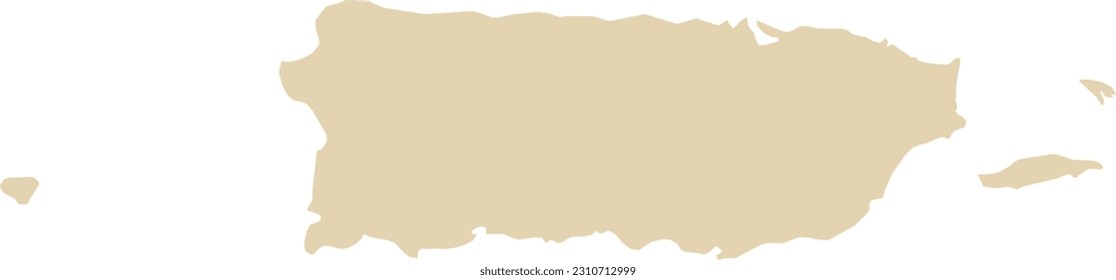 BEIGE CMYK color detailed flat map of the federal territory of PUERTO RICO, UNITED STATES OF AMERICA on transparent background