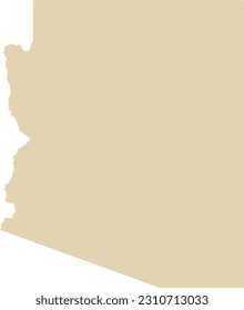 BEIGE CMYK color detailed flat map of the federal state of ARIZONA, UNITED STATES OF AMERICA on transparent background