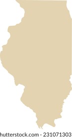BEIGE CMYK color detailed flat map of the federal state of ILLINOIS, UNITED STATES OF AMERICA on transparent background