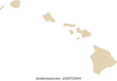 BEIGE CMYK color detailed flat map of the federal state of HAWAII, UNITED STATES OF AMERICA on transparent background