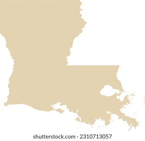 BEIGE CMYK color detailed flat map of the federal state of LOUISIANA, UNITED STATES OF AMERICA on transparent background