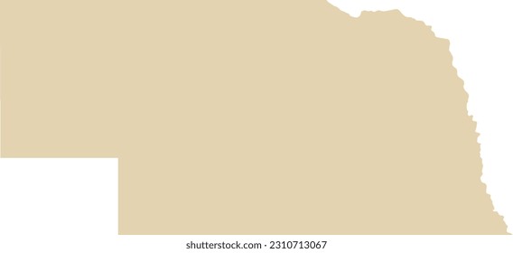BEIGE CMYK color detailed flat map of the federal state of NEBRASKA, UNITED STATES OF AMERICA on transparent background