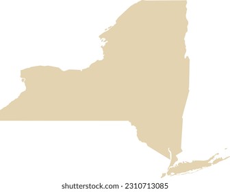 BEIGE CMYK color detailed flat map of the federal state of NEW YORK, UNITED STATES OF AMERICA on transparent background