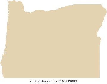 BEIGE CMYK color detailed flat map of the federal state of OREGON, UNITED STATES OF AMERICA on transparent background