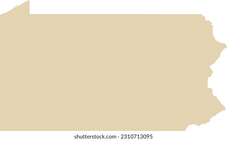 BEIGE CMYK color detailed flat map of the federal state of PENNSYLVANIA, UNITED STATES OF AMERICA on transparent background