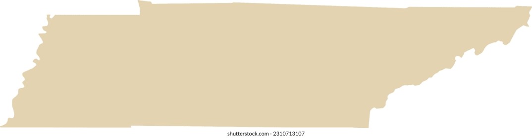 BEIGE CMYK color detailed flat map of the federal state of TENNESSEE, UNITED STATES OF AMERICA on transparent background