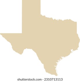 BEIGE CMYK color detailed flat map of the federal state of TEXAS, UNITED STATES OF AMERICA on transparent background