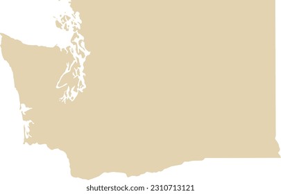 BEIGE CMYK color detailed flat map of the federal state of WASHINGTON, UNITED STATES OF AMERICA on transparent background