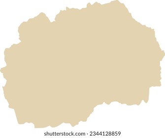 BEIGE CMYK color detailed flat stencil map of the European country of NORTH MACEDONIA on transparent background