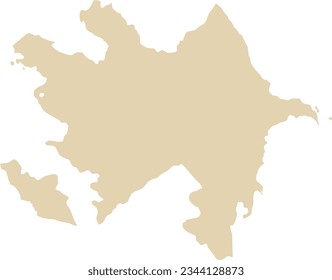 BEIGE CMYK color detailed flat stencil map of the European country of AZERBAIJAN on transparent background