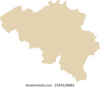 BEIGE CMYK color detailed flat stencil map of the European country of BELGIUM on transparent background