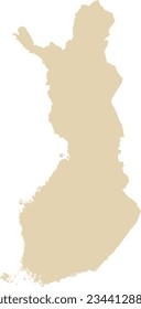 BEIGE CMYK color detailed flat stencil map of the European country of FINLAND on transparent background