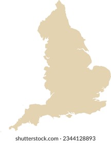 BEIGE CMYK color detailed flat stencil map of the European country of ENGLAND on transparent background