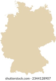 BEIGE CMYK color detailed flat stencil map of the European country of GERMANY on transparent background