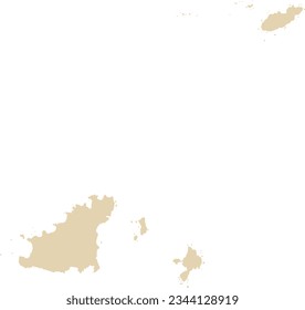 BEIGE CMYK color detailed flat stencil map of the European country of GUERNSEY on transparent background