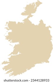 BEIGE CMYK color detailed flat stencil map of the European country of REPUBLIC OF IRELAND on transparent background