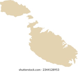 BEIGE CMYK color detailed flat stencil map of the European country of MALTA on transparent background