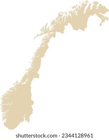 BEIGE CMYK color detailed flat stencil map of the European country of NORWAY on transparent background