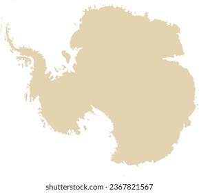 BEIGE CMYK color detailed flat stencil map of the continent of ANTARCTICA (SOUTH POLE) on transparent background