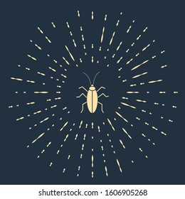 Beige Cockroach icon isolated on blue background. Abstract circle random dots. Vector Illustration