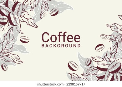 beige coffee background with hand drawings illustration