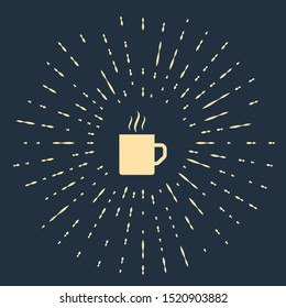 Beige Coffee cup flat icon isolated on dark blue background. Tea cup. Hot drink coffee. Abstract circle random dots. Vector Illustration