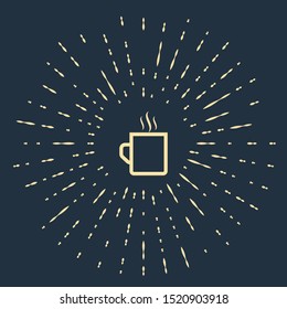 Beige Coffee cup flat icon isolated on dark blue background. Tea cup. Hot drink coffee. Abstract circle random dots. Vector Illustration