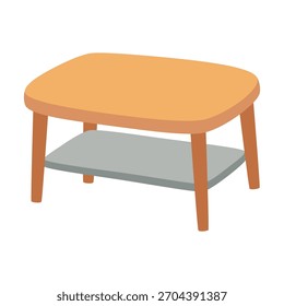 beige coffee table isolated on white background, furniture for interior, flat style