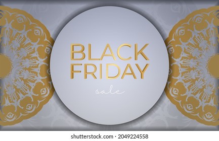 Beige color black friday sale poster with luxury ornament
