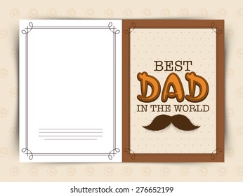 Beige color greeting card design with text "Best Dad of the World" for Father's Day celebrations. 