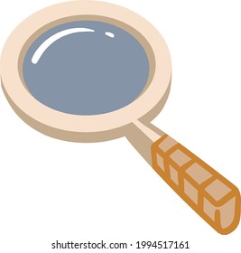 Beige Color Magnifying Glass Clip Art. Find Secret Places while traveling and discover new experiences. Search Icon.