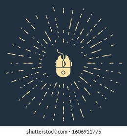 Beige Computer mouse gaming icon isolated on blue background. Optical with wheel symbol. Abstract circle random dots. Vector Illustration